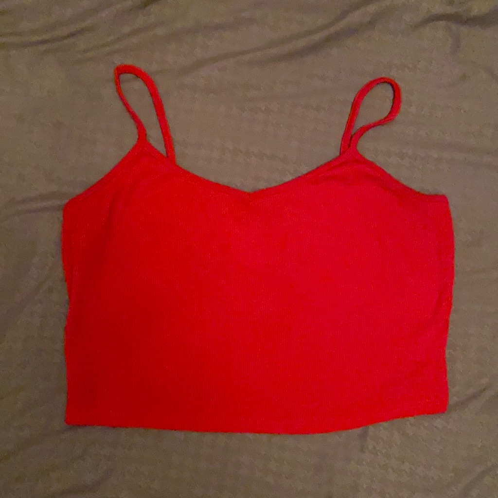 Shein Red Ribbed Crop Top L
